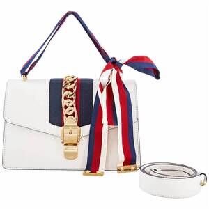 NEW GUCCI women's sylvie series satchel bag in white
